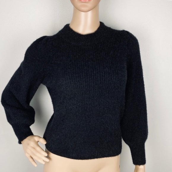 NEW MADEWELL BLACK PUFF SLEEVE PULLOVER SWEATER - Picture 2 of 9